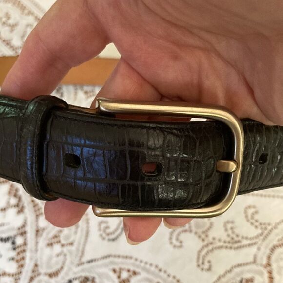 Tasso Elba Black Croc Embossed Italian Leather Bronze Color Buckle Men’s 36 - Picture 7 of 10